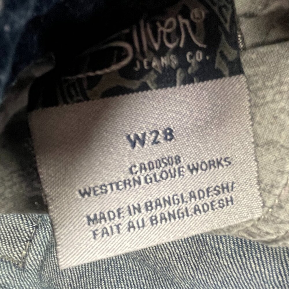 SILVER JEANS Tuesday Crop Women's 28 Thick Stitch Capri Blue Denim Jeans - Picture 7 of 7
